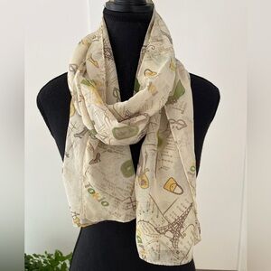 SCARF Sheer Charming Made Italy World Cities Whimsical Pattern Lightweight